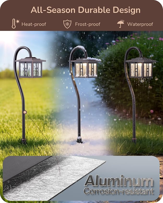EDISHINE Low Voltage Landscape Lighting, LED Pathway Lights Wired 4 Pack | 3W 185LM, 50,000H, Waterproof Die-Cast Aluminum for Walkway, Driveway, Garden, Path, Yard, Oil-Rubbed Bronze