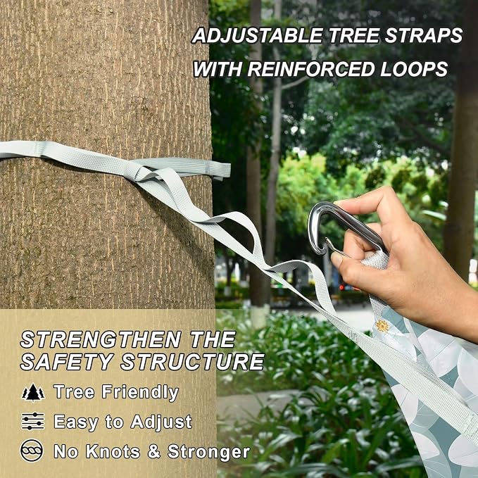 Camping Hammock Outdoor Hammocks for Outside White Flower Beach Trees Portable Lightweight with Pockets Tree Straps Indoor Small