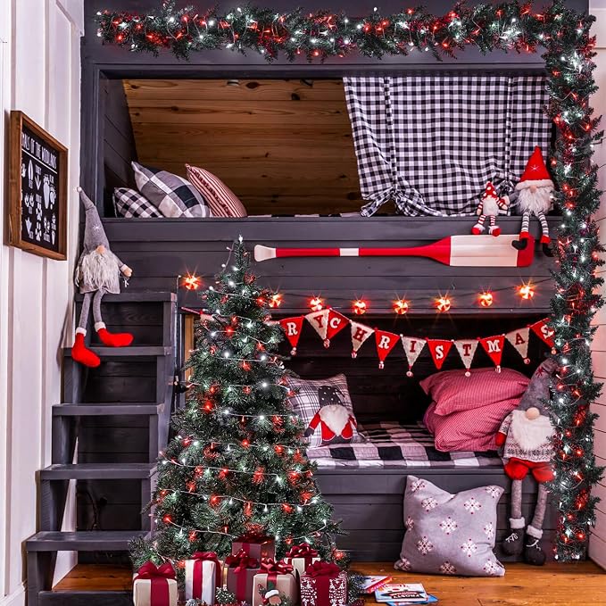 JMEXSUSS 600 LED Red and White Christmas Tree Lights with Remote | String Lights Outdoor Indoor Clear Wire, 168ft Christmas Twinkle Lights Plug in for Tree Birthday Party Christmas Decorations