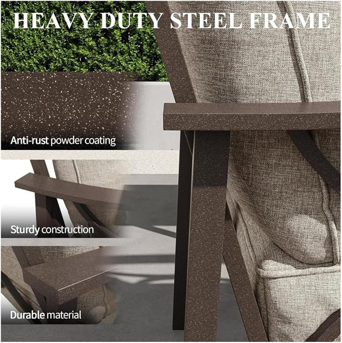 Hassyee 2 Pieces All-Weather Metal Outdoor Conversation Set with Coffee Table and Removable Cushions for Balcony, Patio Furniture Set with Modern Curved Design for Backyard, Lawn (2 PCS Set)