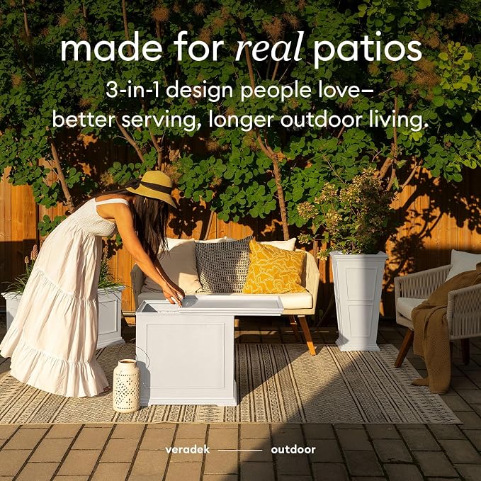 Veradek Brixton Tray Table - 2-in-1 Outdoor Side Table with Storage and Tray for Patio/Porch | Durable All-Weather Resistant | Classic & Functional