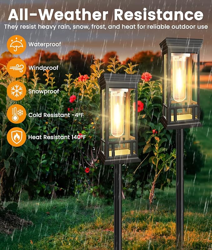 8 Pack Bright Solar Garden Lights, Solar Pathway Lights Outdoor Waterproof | Auto On/Off, Solar Lights Outdoor for Yard, Sun-Powered Landscape Lights for Path Walkway Lawn Driveway Patio Decor