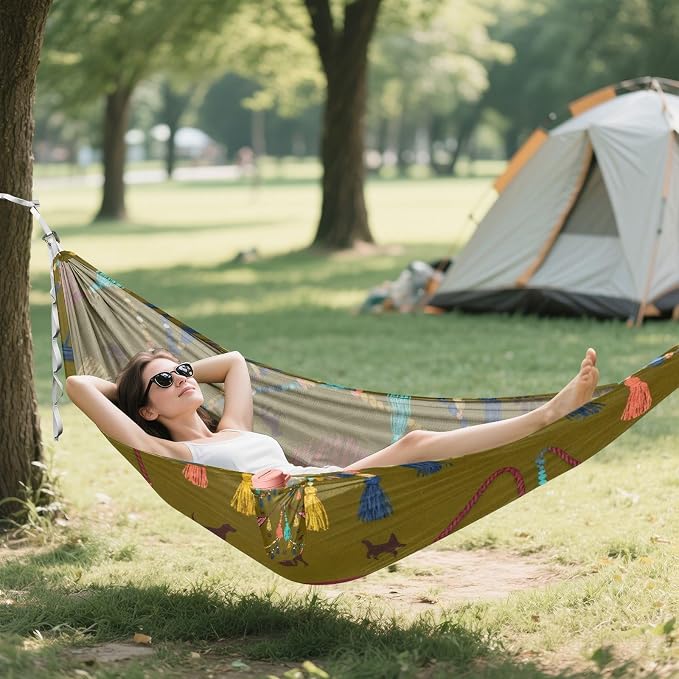 Tassel and Pet Camping Hammock Fabric for Outside Patio Garden