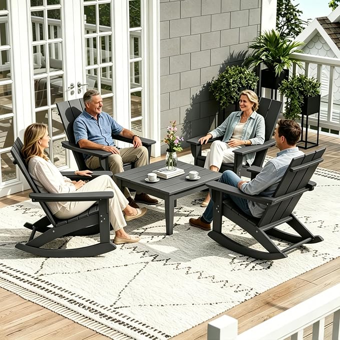 WestinTrends Ashore Outdoor Coffee Table, 32 Inch All Weather Poly Lumber Adirondack Patio Coffee Table Square Low Table, Gray