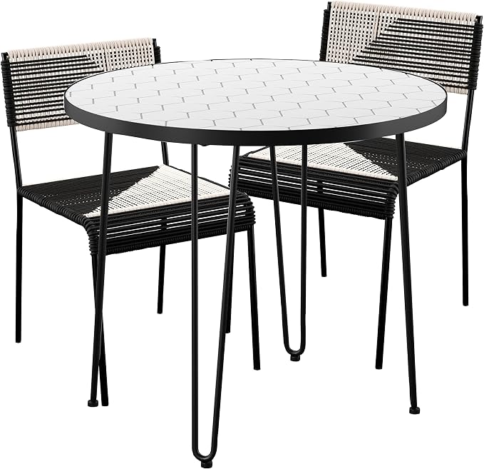 SEI Outdoor Patio Furniture - Watkindale Outdoor Bistro Table - Transitional Design White Metal - Ideal for Patio, Backyard (OD1172427)
