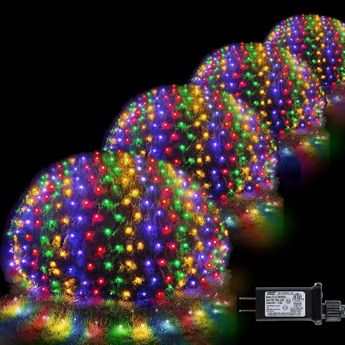 Colorful Net Lights, 21x 5ft Christmas Lights Outdoor Green Wire | 360 LED Large Net Mesh Lights Plug in, 8 Modes Waterproof Connectable Multicolor Bushes Lights for Christmas Hedge Yard Decor