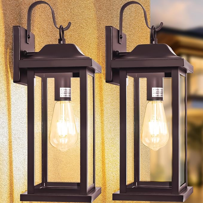 2-Pack Large Bronze Outdoor Light Fixtures for House | Exterior Lighting Vintage Brown, Outside Wall Sconce Lanterns IP65 Waterproof, Porch Lights Rustic, ETL List