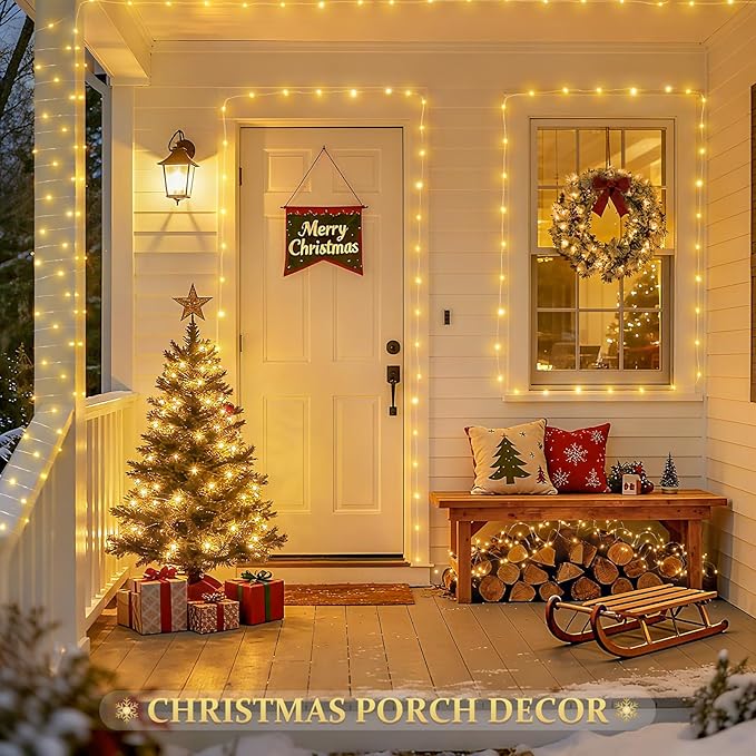 JMEXSUSS 2 Pack Solar Fairy Lights, Total 200 LED 66FT Solar String Lights | Outdoor Waterproof 8 Modes Copper Wire Solar Christmas Lights for Yard Patio Tree Garden Xmas Decorations, Warm White