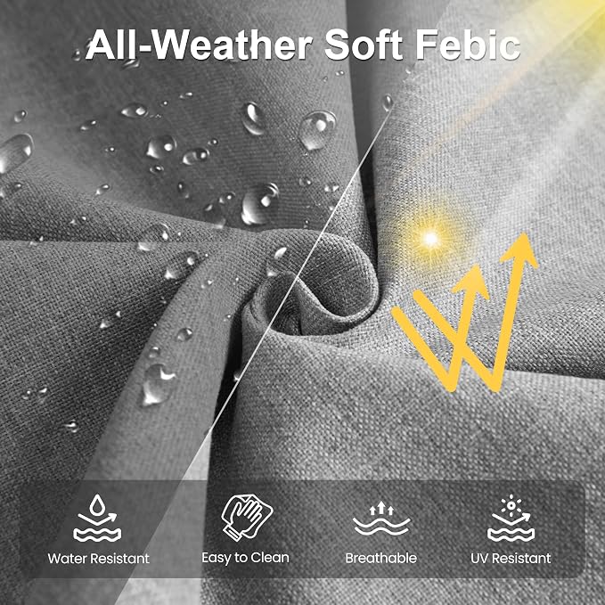 Aluminum Outdoor Patio Furniture Set with Height-adjustable Footrest for Lawn Porches Patio, 7 Piece All-weather Patio Sofa Sets with Coffee Table & Ottomans, Outdoor Patio Conversation set, Grey