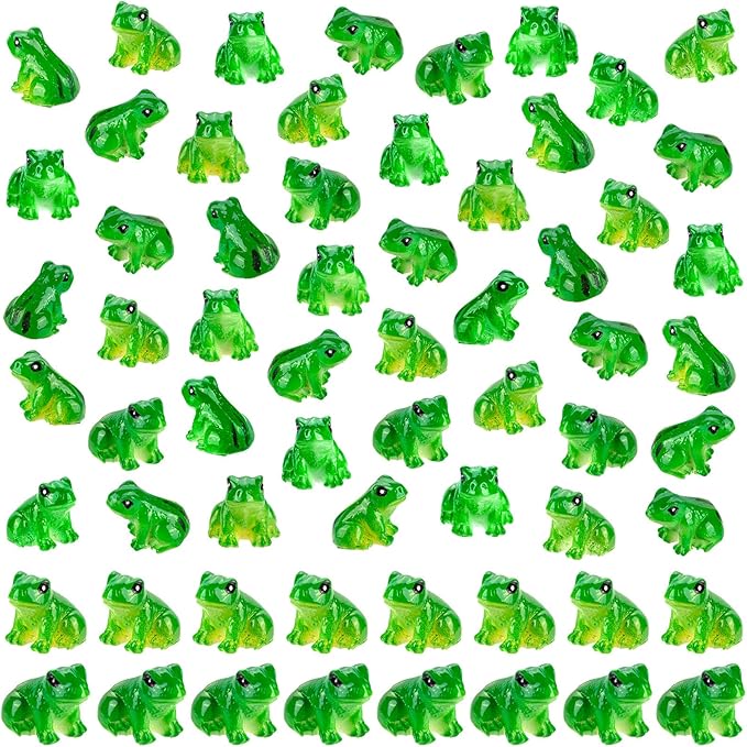 60 PCS Mini Resin Frogs Green Frogs Figurines for Model Fairy Garden | Model Fairy Garden Miniature Moss Landscape Display, DIY Terrarium Crafts, Home Decor, Hiding Game