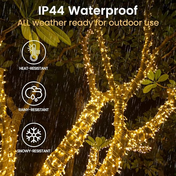2 Pack 100 LED Battery Operated String Lights, 8 Modes Twinkle Fairy Lights | 33FT Warm White Christmas Lights Indoor Outdoor, Waterproof Battery Lights for Bedroom Party Porch Tree Holiday Decorations