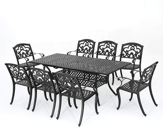 Christopher Knight Home Abigal Outdoor Cast Aluminum Dining Set, 9-Pcs Set, Shiny Copper Finish