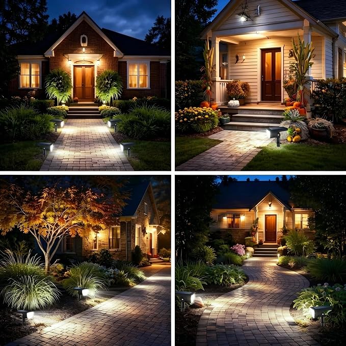 GKGG Solar Lights Outdoor Waterproof IP65, Solar Powered 76 LED 3 Lighting Modes Solar Spot Lights Outdoor for Yard Garden Landscape Pathway (Cool White, 4 Pack)