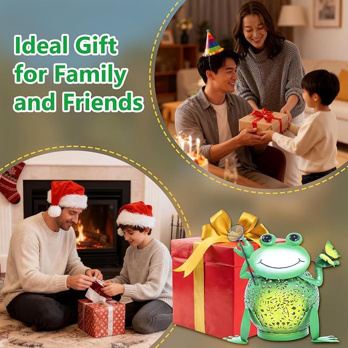 Solar Lantern Outdoor Lights, Cute Metal Solar Frog Lamp with Sound, Waterproof 2 Mode Hanging Solar Frog Lights for Yard Garden Patio Tree Pathway Lawn Outdoor Decorations