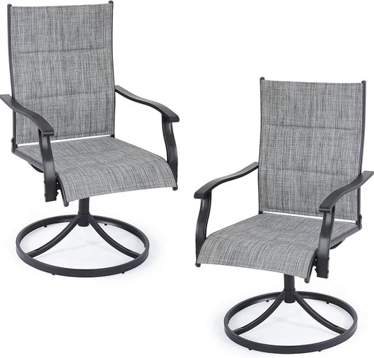 Patio Swivel Rocker Chairs Set of 2,Outdoor Dining Chairs High Back,15° Gentle Rocking Patio Chair with Padded Textilene, Metal Frame for Poolside Lawn Garden,Blue(2 PCS)