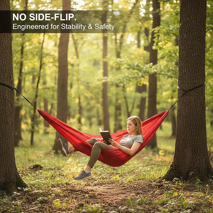 Foldable Portable Hammock for Travel and Outdoor Activities, Breathable Fabric Hanging Hammock with Adjustable Rope, Perfect for Camping, Garden, Patio, Beach Or Hiking Trips