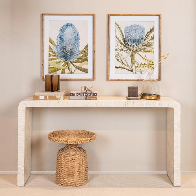 Bloomingville Beige Natural Water Hyacinth Side Table