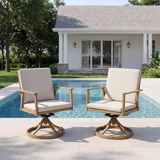 Outdoor Dining Set, Patio Dining Swivel Chairs Set of 2, Aluminum Patio Rocking Chairs with Washable Cushion, 2 Pieces All Weather Patio Furniture Sofa Chairs for Backyard, Garden, Poolside