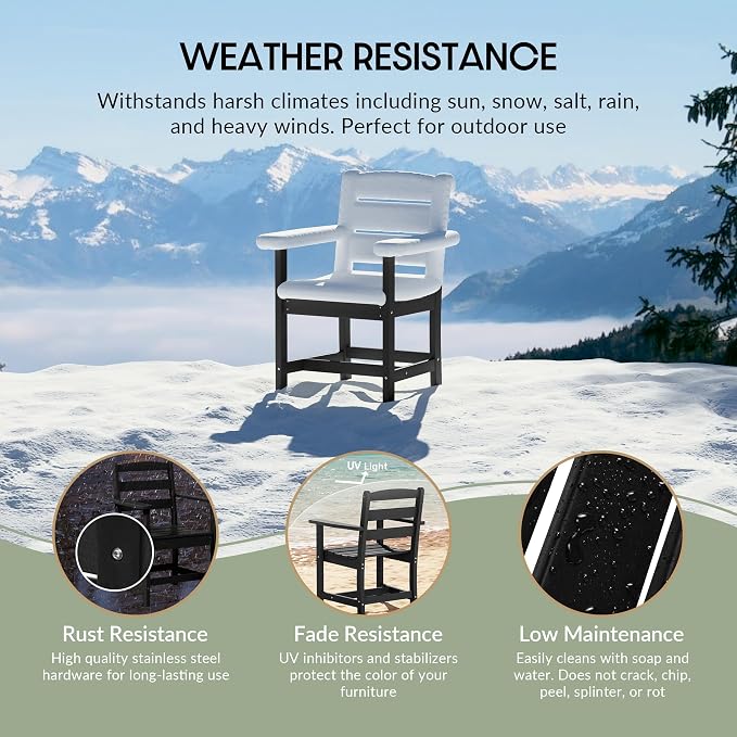 WestinTrends Ashore Outdoor HDPE Patio Classic Dining Arm Chair, Black