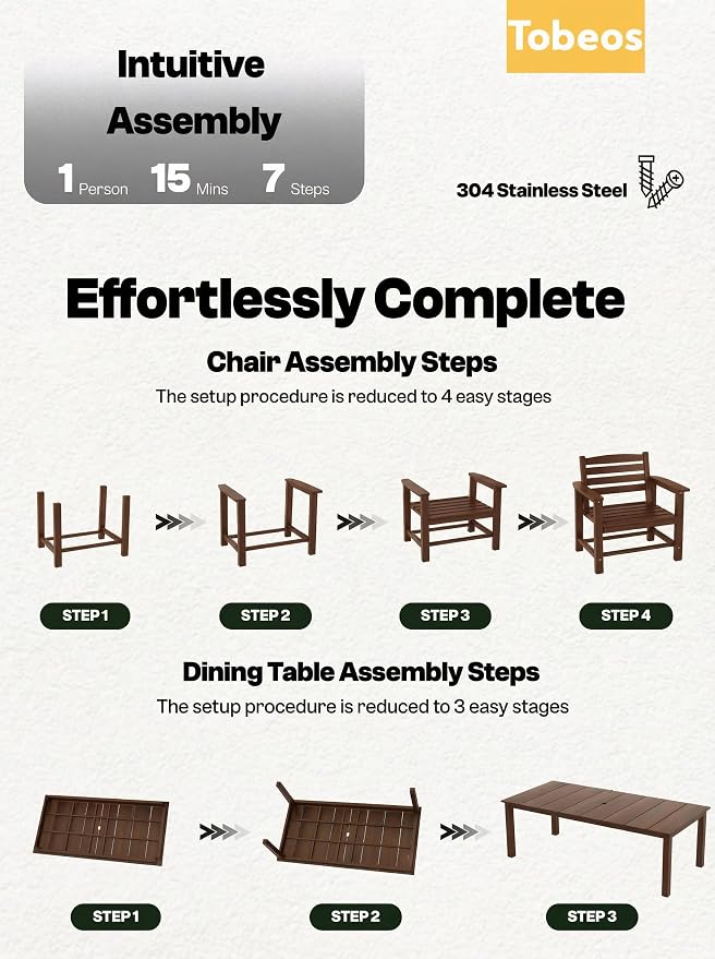 9-Piece Outdoor Dining Set with Aluminum Frame for 8,Brown | HDPE material, 2" umbrella hole, patio table and chairs, ideal for yard, lawn, garden, balcony, deck, poolside