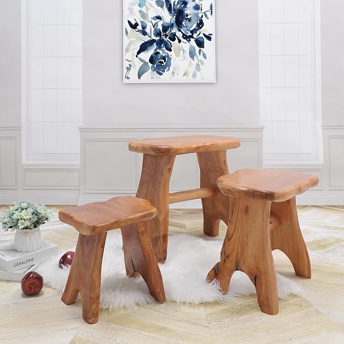 Natural Shape Solid Wood Stump Stool 20"x13"x18" Cedar Root End Table Rustic Plant Stand Live Edge Coffee Side Table Vintage Sit Foot Stool Living Room Bedroom Accent Outdoor Garden