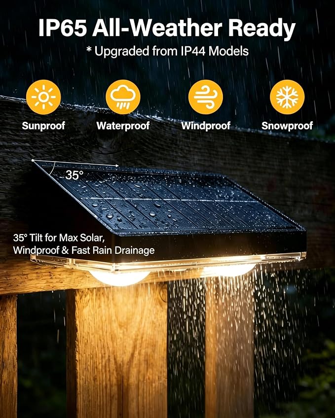 Solar Fence Lights Outdoor, 2 Pack Fence Lights Solar Powered | 85LM Solar Lights, 9 RGB Color Modes, IP65 Waterproof, 12H Dusk to Dawn Glow for Pool/Deck/Patio/Wall/Backyard - Matte Black