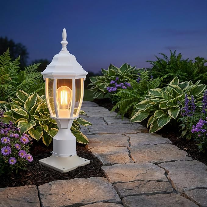 Pier Mount Base, Fits 3" Post Light, Rustproof and Thick Aluminum | Pole Light Adapter, 2.6mm Thick, Waterproof, Anti-rust, 6.1"Wx6.1"Dx4.02"H, White, 2 Pack