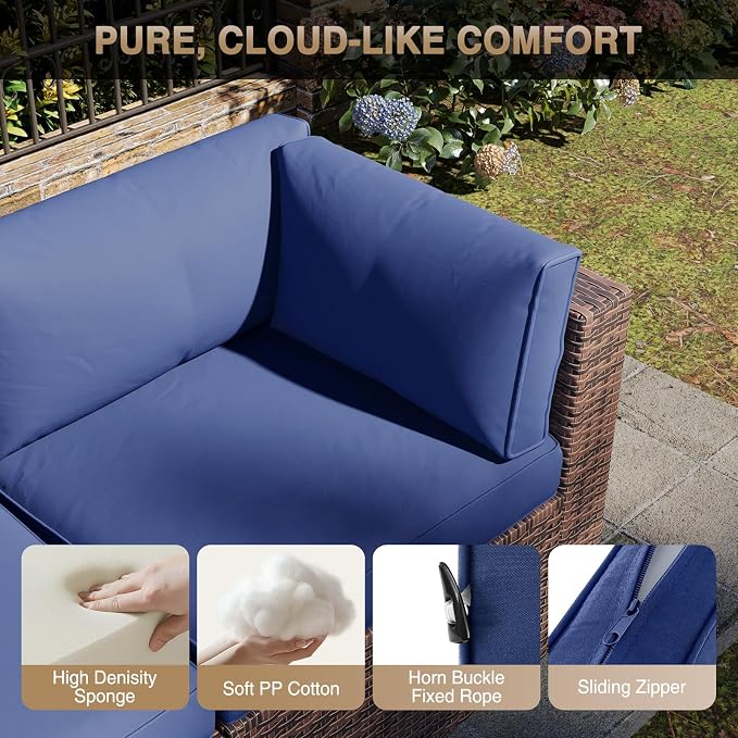 Aoxun Patio Furniture Sets, 7-Piece Outdoor Patio Furniture with Thick Cushions, Wicker Outdoor Conversation Set Sectional Sofa for Backyard, Poolside, Garden