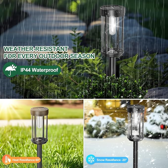 12 Pack Solar Lights Outdoor Waterproof for Garden Walkway Pathway Lawn Yard Decorative Modern Landscape Lighting. (Cool White Light, 12)