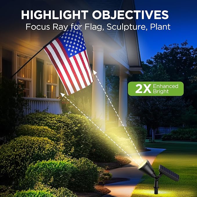 InnoGear 6 Solar Lights Outdoor Spot Garden Yard Landscape Flag, Warm White | Waterproof, Auto On/Off, Adjustable Brightness, 2 Installations, Flag Pole, Tree, Uplights, Solar Powered Spotlight, Pathway