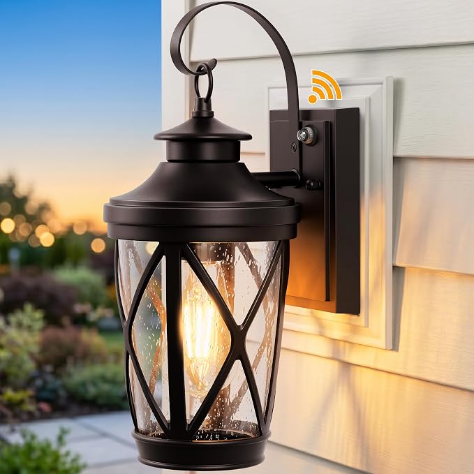 VIANIS Dusk to Dawn Outdoor Wall Lights, Oil Rubbed Bronze 14in Porch Light | Auto On/Off, Easy Installation, Anti-Rust Aluminum, ETL Certified, Hardwired 220VAC, E26 Bulbs not Included, 3-year Warranty