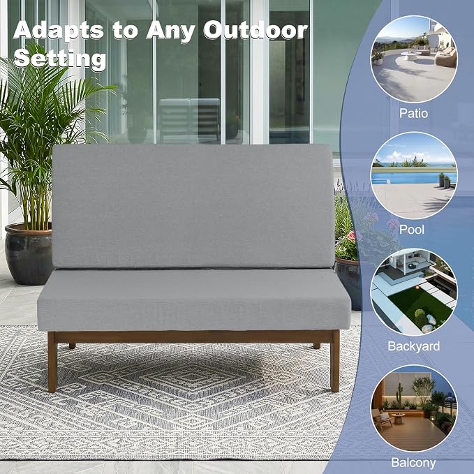 Pia Ricoo 4 Piece Patio Furniture Sets, Outdoor Furniture with 2 Chairs & Coffee Table, Patio Conversation Set for Backyard, Deck, Lawn, Gray