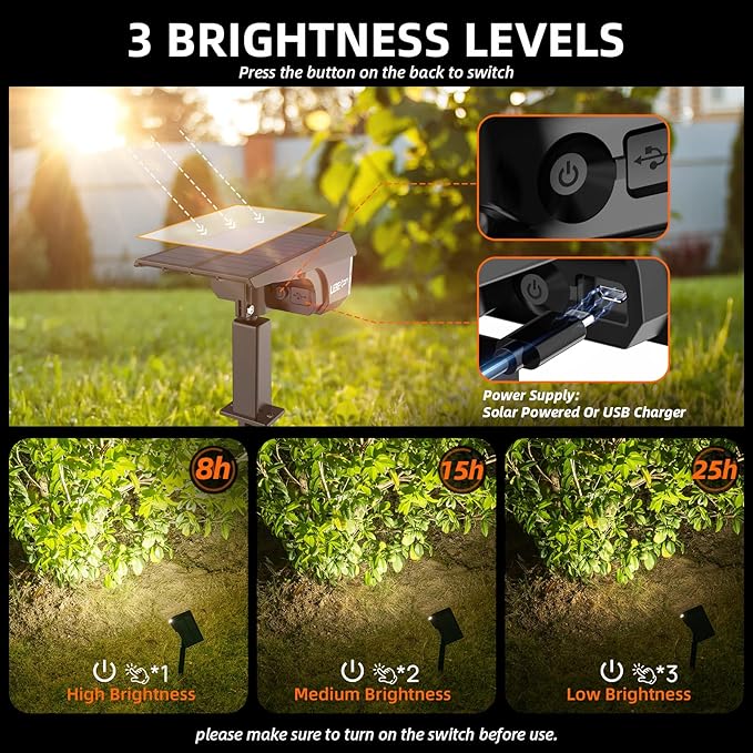 LEREKAM Solar Spot Lights,IP65 Waterproof 40 LED's Landscape Spotlights,3 Modes Outdoor Garden Lights, 360 Adjustable Lighting Angle, Solar Powered Wall Lights for Yard Porch 10 Pack