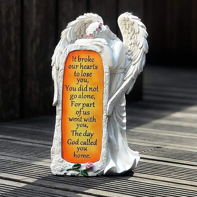 Angel Garden Statues Outdoor Decor, Solar Angel Figurines Lights for Garden Decoration Yard Art Memorial Gifts for Loss of Loved One | Crying Angel Statue Design, Solar lighted up Memorial Decor for Yard Art, Sympathy Gifts for Loss of Loved One