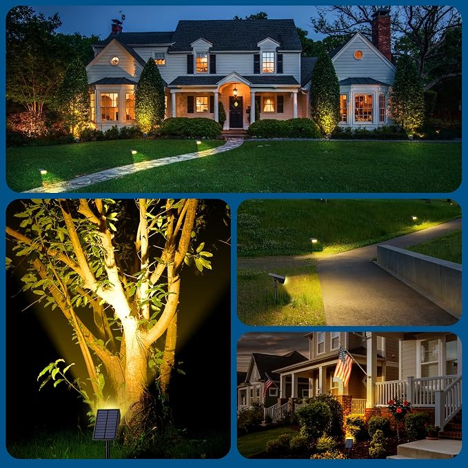 WENATY Solar Spot Lights Outdoor Waterproof IP65, Bright LEDs Solar Landscape Lighting for Outside Garden Yard, Solar Powered Spotlights for Accent Uplighting Backyard Statue Palm Tree, 2 Pack/Warm
