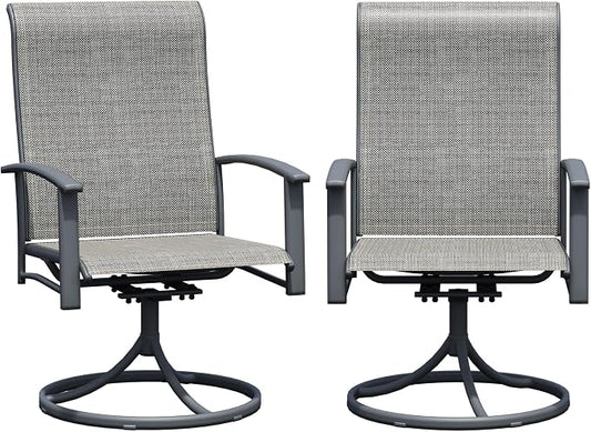 Outdoor Swivel Rocker Dining Chair Set of 2, All Weather Patio Dining Chair with Textilene High Back and Metal Frame, Backyard, Lawn Garden and Deck Porch Patio Furniture Set