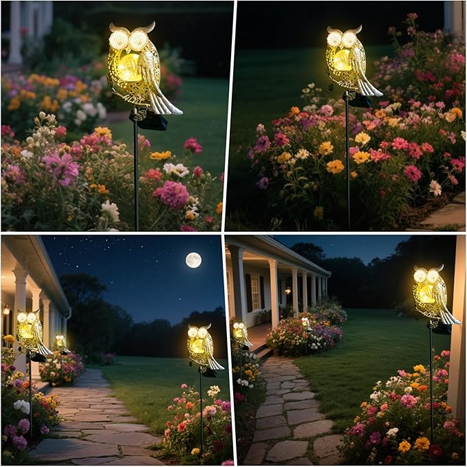 SRNPMIU Solar Lights Outdoor Decor, Solar Owl Yard Decorations Outdoor | Garden Decorative, IP65 Waterproof, Gifts for Women Mom, for Yard Patio Lawn Pathway Landscape