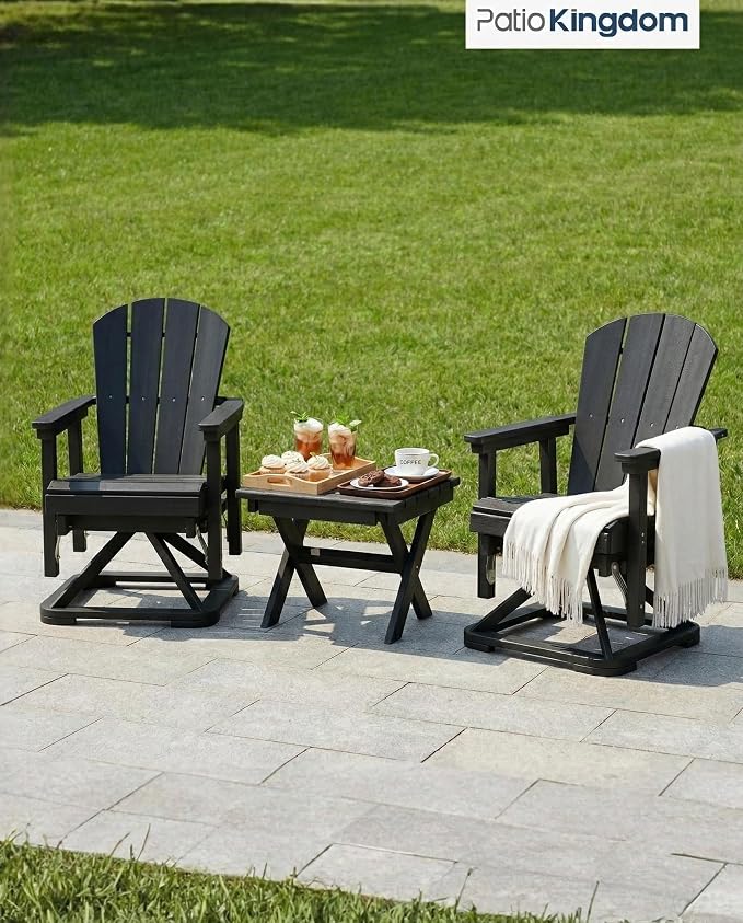 Outdoor Folding Side Table, Lightweight & Space-Saving Design, All-Weather HDPE Material, Realistic Wood-Grain Finish (Black,1 Table)