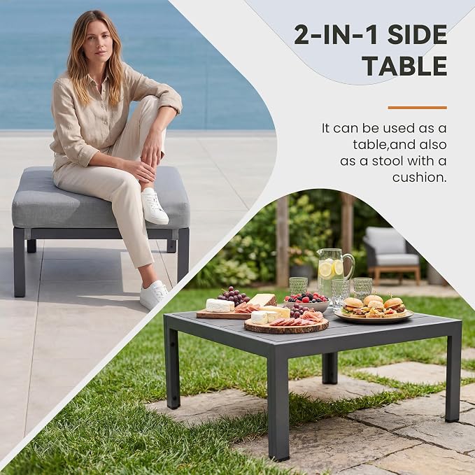 Outdoor Conversation Furniture Set, Patio Sectional Sofa Set, Outdoor Couch Sectional, Outside Sets, Patio Furniture Sets for Backyard, Garden, Lawn, Poolside, Grey