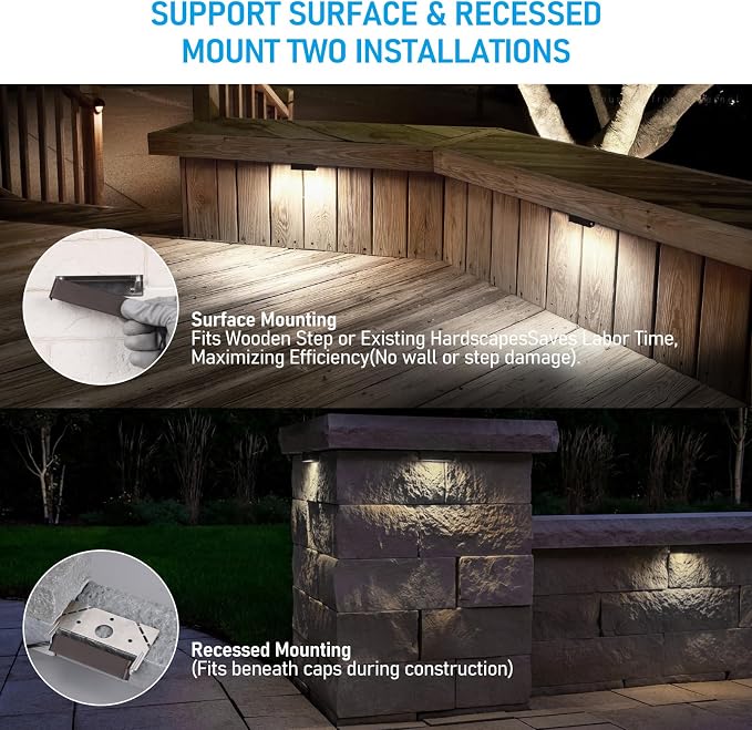 LEONLITE 4-Pack 4 Inch LED Hardscape Lighting, 1W/2W/3W, 5000K Daylight | Update Dimmable Retaining Wall Lights, Low Voltage Landscape Lighting, 12-24V AC/DC Paver Light, Outdoor Step Lights, ETL