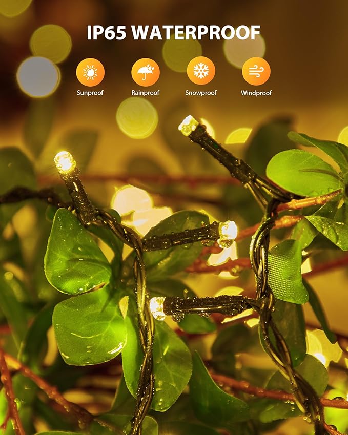Brightown Solar String Light for Outside, 46Ft 120 LED Solar Lights Outdoor Waterproof, Solar String Lights Outdoor with 8 Modes, for Outside Garden Tree Party Decor(Warm White)