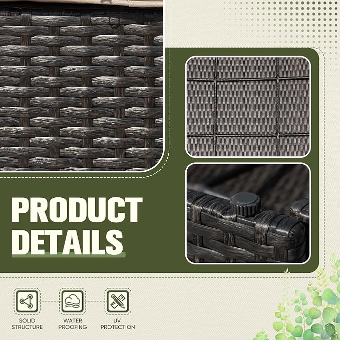Greesum 2 Piece Patio Conversation Set Wicker Rattan Furniture Outdoor Sofa with Cushions,Pillows for Porch,Lawn and Yard, Beige