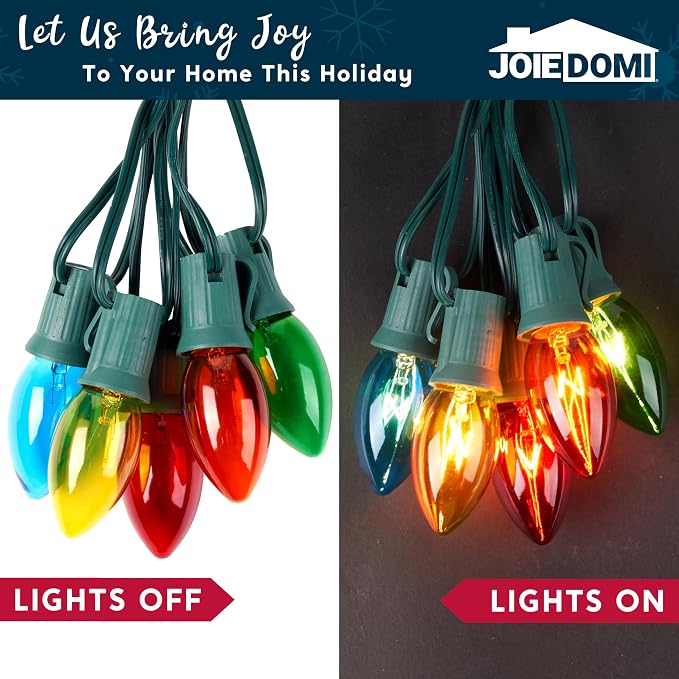 Joiedomi Christmas C9 Pathway Lights Outdoor Decorations 24 Packs, 30.75ft Xmas Multicolor Pathway Marker String Lights for Holiday Waterproof Outside Yard Garden, Party, Walkway Decor