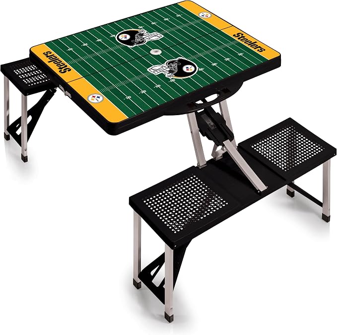 PICNIC TIME NFL Picnic Table Portable Folding Table with Seats and Umbrella