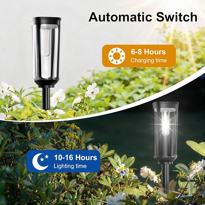 JEJOT Solar Pathway Lights Outdoor Waterproof, 12 Pack Solar Walkway Lights | Solar Light outdoor for Lawn Yard Garden Patio Driveway Decor Landscape, Cool White