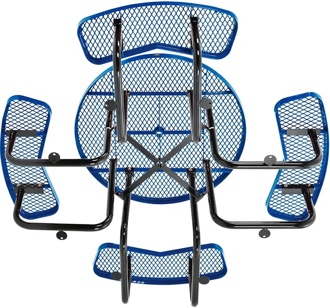 GLOBAL INDUSTRIAL 46 inch Expanded Metal Round Picnic Table, Blue