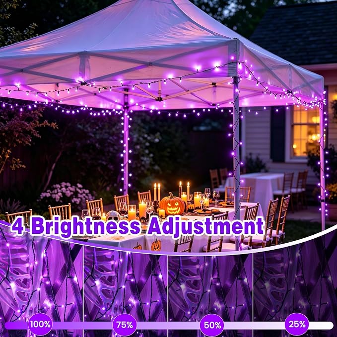 Halloween Lights Outdoor 165FT 500 LED Twinkle String Lights Remote Purple | 8 Modes, 3 Timer Settings, Memory Function, Waterproof Twinkle Lights Plug in, Indoor Outdoor Halloween Horror Party Decor
