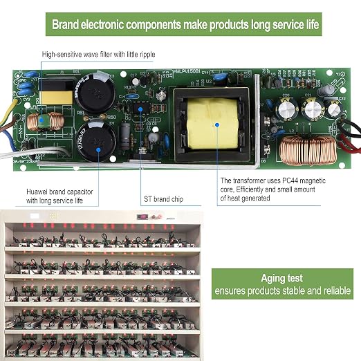 LED Driver 200 Watts 24V DC Low Voltage Transformer， Waterproof IP67 LED Power Supply, Adapter with 3-Prong Plug 3.3 Feet Cable for Any 24V DC led Lights, Computer Project, Outdoor Light