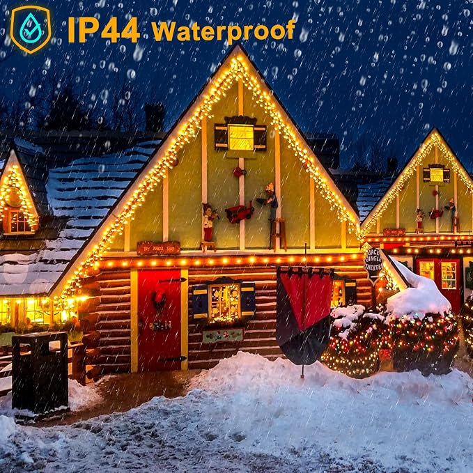 Warm White Christmas Lights Outdoor 99ft 1216 LED Icicle Lights for Outside | Plug in Clear Wire Waterproof Timer Memory for House Eaves Yard Wedding Party Holiday Decorations, 228 Drops String Lights