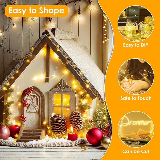 2Pack 132FT 400 LED Fairy Lights Plug in, 8 Modes Twinkle Lights Warm White | Waterproof String Lights Outdoor Indoor, Memory, Timer, Copper Wire, Christmas Lights for Bedroom Garden Party Holiday Decor